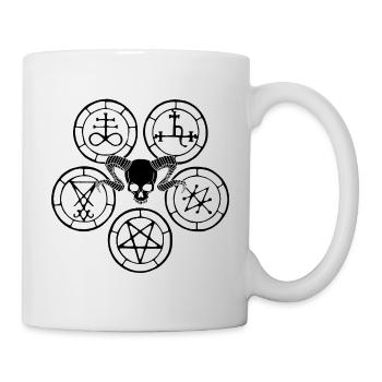Black Demon Skull and Esoteric Symbols - Mug - white - Right