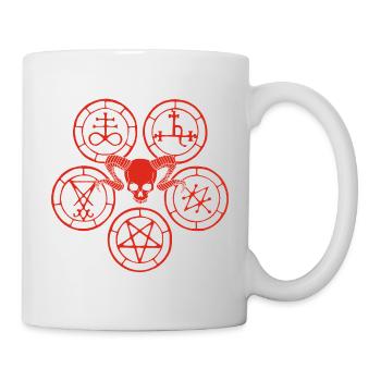 Red Demon Skull and Esoteric Symbols - Mug - white - Right