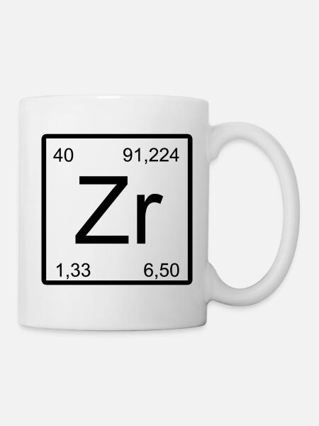 Zr Periodensymbol Kunstprint - Tasse - Weiß