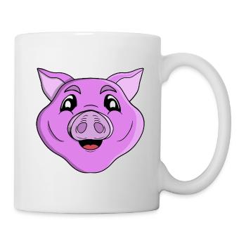 Lila Schwein Lächeln - Tasse - Weiß - Rechts
