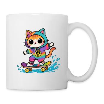 Multicolored Cat Skateboard - Mug - white - Right
