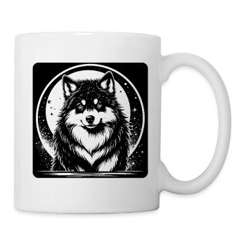 Schwarzweißer Husky (Kopf nah) - Tasse - Weiß - Rechts