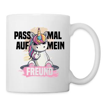Naughty Unicorn – Watch out, my friend! - Mug - white - Right