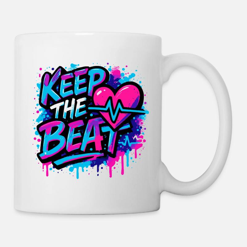 Keep the Beat – Musik Design mit Rhythmus Feeling - Tasse - Weiß