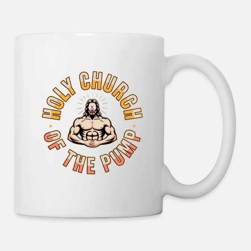 Heilige Kirche der Pumpe - Lustiger Jesus Gym Meme - Tasse - Weiß