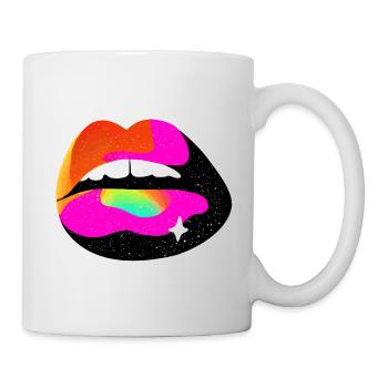 Regenbogen Lippe Pop Art - Tasse - Weiß - Rechts