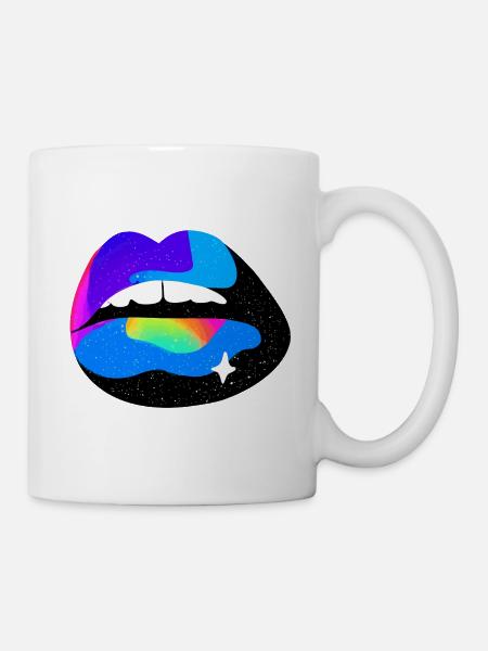 Kosmische Regenbogenlippen - Tasse - Weiß