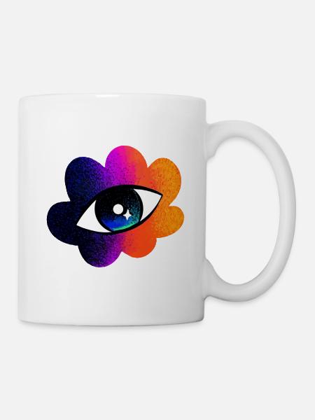 Auge in der Regenbogenwolke - Tasse - Weiß