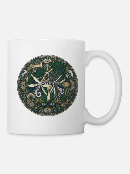 Vanille Orchidee und Blattwerk - Tasse - Weiß