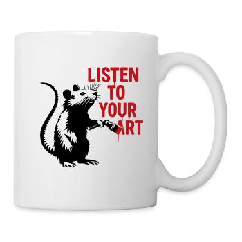 Ratte malt deine Kunst - Tasse - Weiß - Rechts