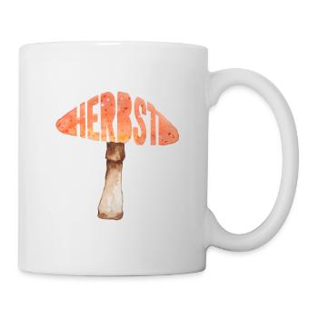Herbst Pilz Aquarell Illustration Typografie - Tasse - Weiß - Rechts