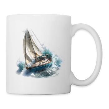 Segelboot im Sturm - Tasse - Weiß - Rechts