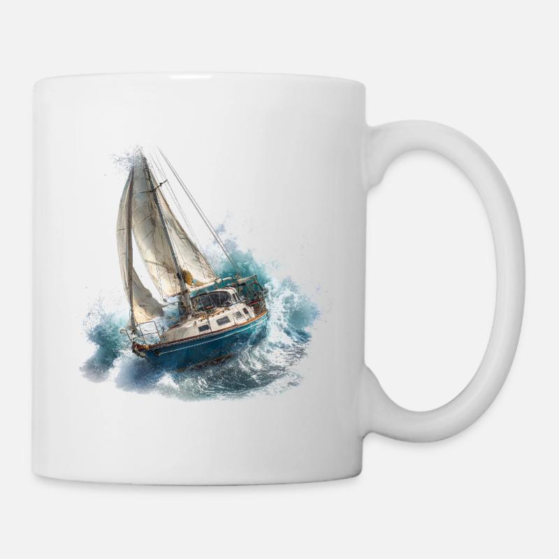 Segelboot im Sturm - Tasse - Weiß