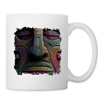 Masque Totem de Relief de Couleur Aztèque - Mug blanc - blanc - Droite