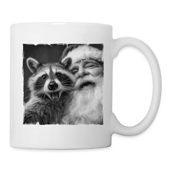 Waschbär Selfie mit Weihnachtsmann  - Tasse - Weiß - Rechts