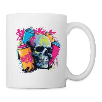 Crâne et graffiti | Design de street art coloré - Mug blanc - blanc - Droite