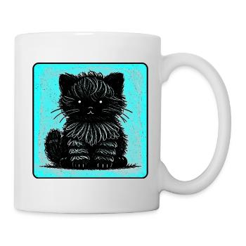 Wuschelkatze (Cyan) - Tasse - Weiß - Rechts