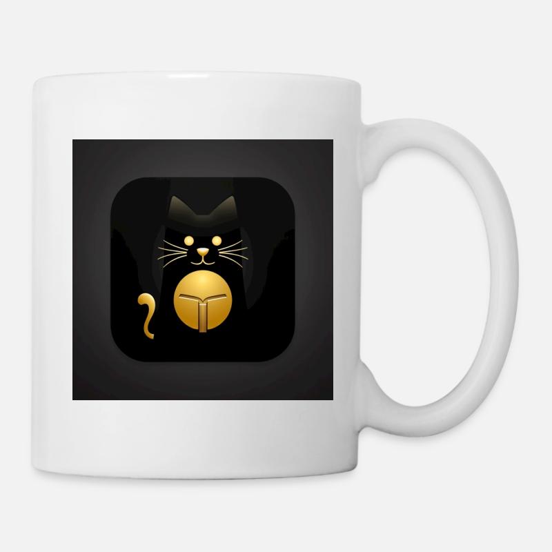 Schwarze Katze mit Gold Elegantes Design - Tasse - Weiß
