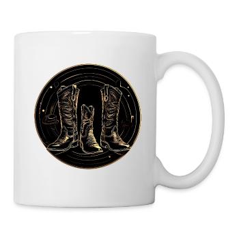 Goldene Stiefel im Kreis - Tasse - Weiß - Rechts