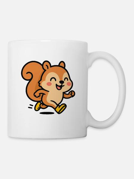 Écureuil heureux en cavale - Mug blanc - blanc