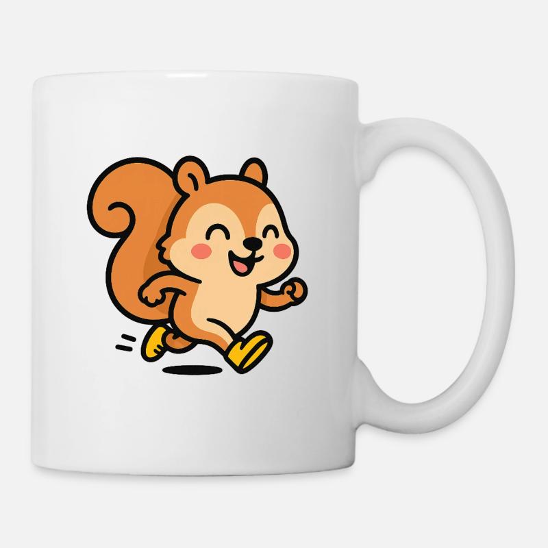Écureuil heureux en cavale - Mug blanc - blanc