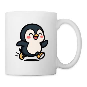Pingouin en mouvement : saut joyeux - Mug blanc - blanc - Droite