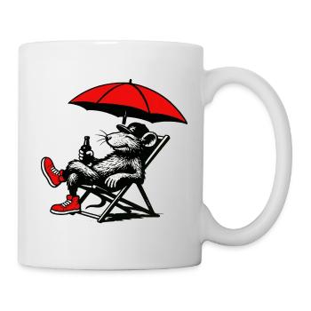 Ratte mit Sonnenschirm Relax - Tasse - Weiß - Rechts