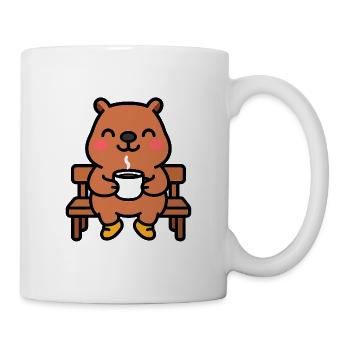 Capybara on a coffee bench - Mug - white - Right