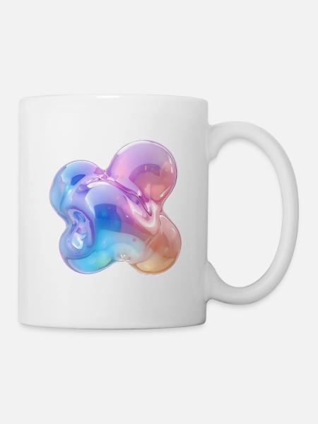 Glänzendes Pastell-Abstraktes Bubble-Design - Tasse - Weiß