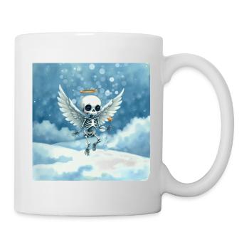 Skeleton angel with halo in clouds - Mug - white - Right