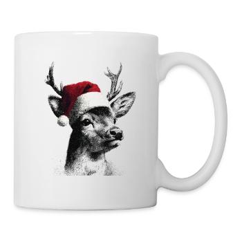 Rentier mit Santa Hut im Punktstil - Tasse - Weiß - Rechts