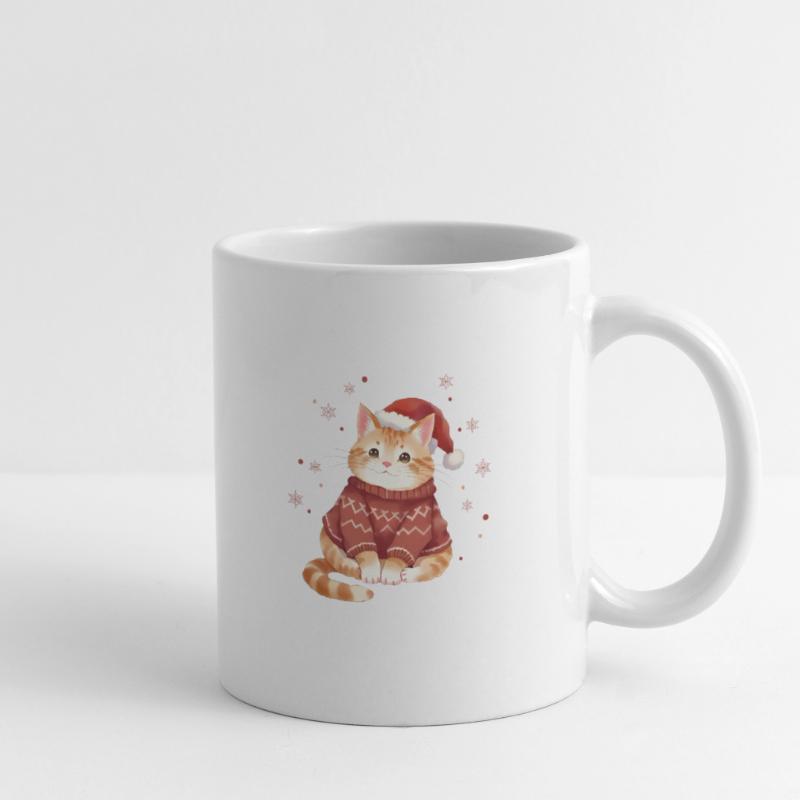 Conception de pull de Noël chat confortable Mug blanc