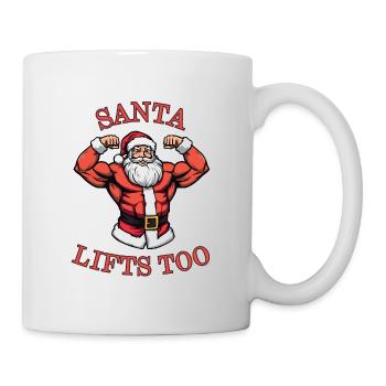 Santa Lifts Too Muscular Gym Design - Tasse - Weiß - Rechts