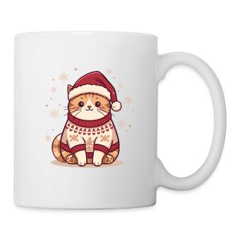 Cat Cozy Christmas Sweater Design - Mug - white - Right