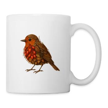 Rotkehlchen Illustration im Naturdesign - Tasse - Weiß - Rechts