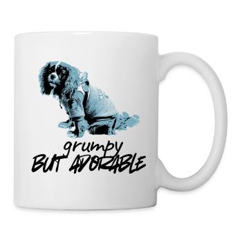 Blaues Hundeporträt im Stencil-Stil - Tasse - Weiß - Rechts