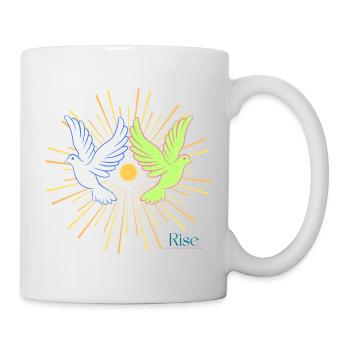 Colombes au lever du soleil Graphique - Mug blanc - blanc - Droite