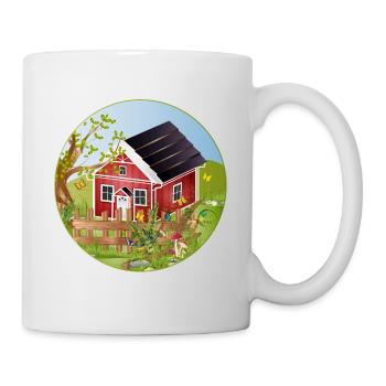 Small red house with idyllic garden - Mug - white - Right