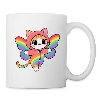 Chat papillon aux ailes Arc-en-Ciel Hoodie - Mug blanc - blanc - Droite