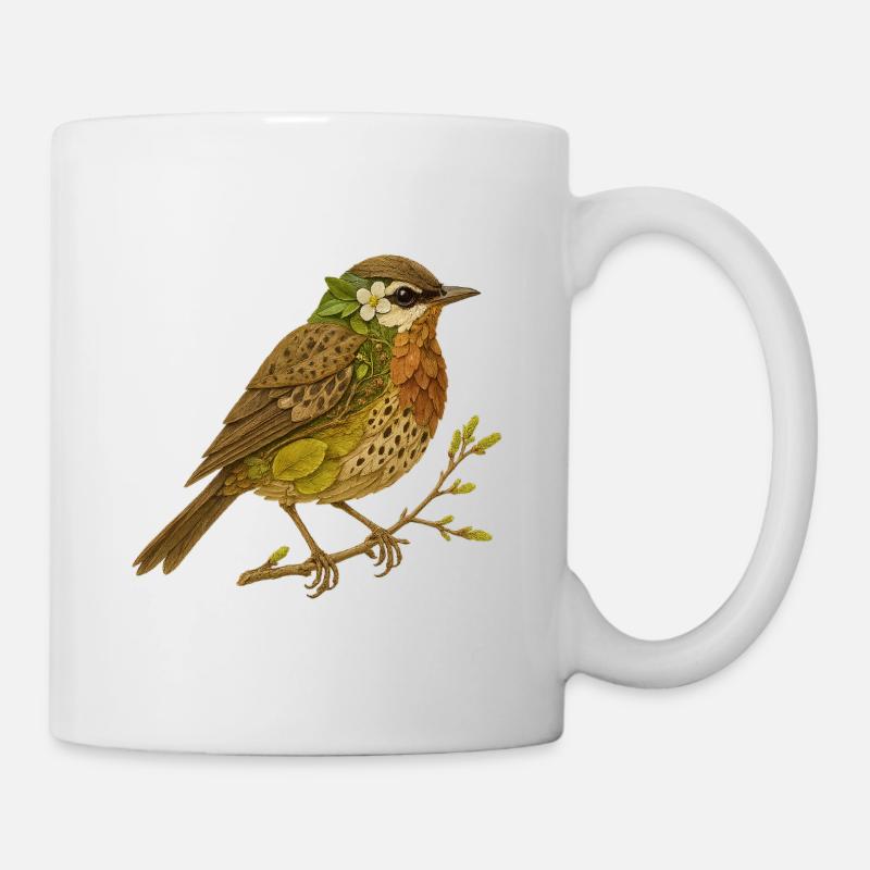 Grive musicienne dans sa robe naturelle - Mug blanc - blanc