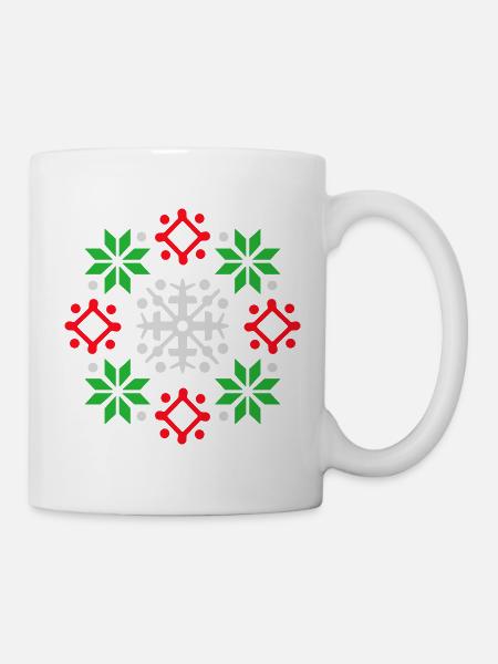 Schneeflocken Muster Weihnachtspullover Schnee - Tasse - Weiß