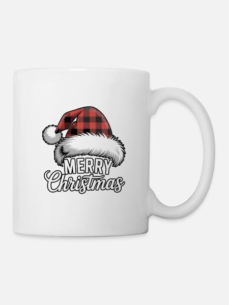 Plaid Santa Weihnachtsdesign - Tasse - Weiß