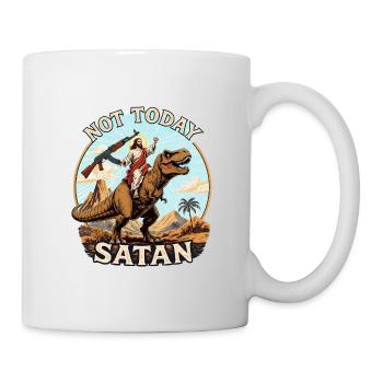 Nicht heute, Satan - Lustiger Jesus T-Shirt - Tasse - Weiß - Rechts