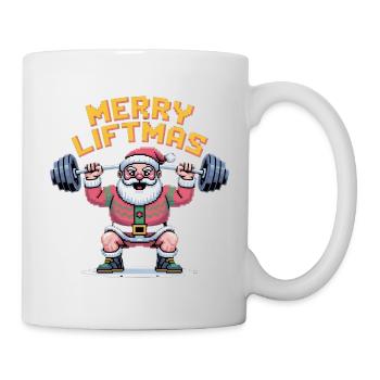 Merry Liftmas Pixel-Santa - Tasse - Weiß - Rechts