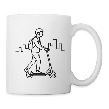 Croquis du conducteur d’un scooter électrique – Design urbain - Mug blanc - blanc - Droite