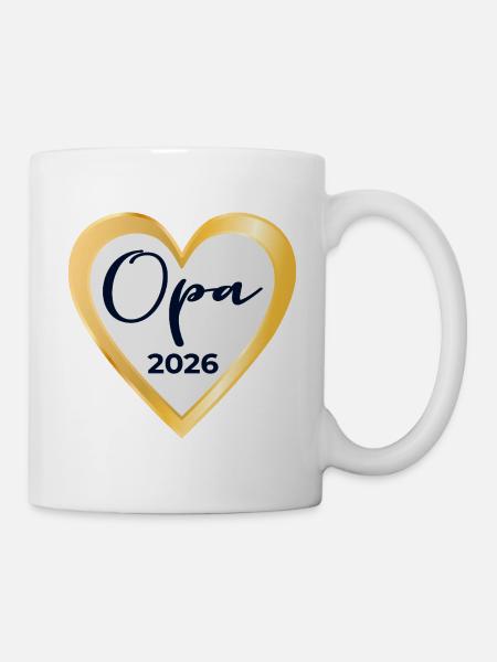 BABY NACHRICHT OPA 2026 HERZ - Tasse - Weiß