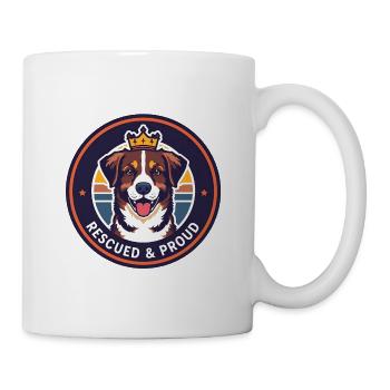 Emblème du chien rond sauvé et fier - Mug blanc - blanc - Droite