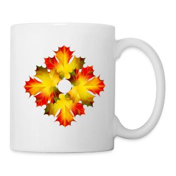 Glowing Maple Leaf Ornament – Autumnal Motif - Mug - white - Right