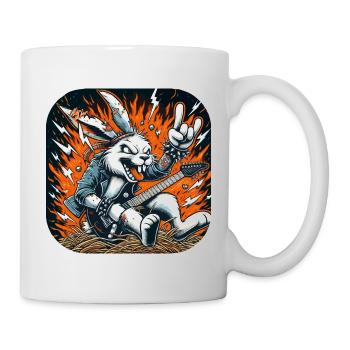 Rockerhaas: flames and guitar punk - Mug - white - Right