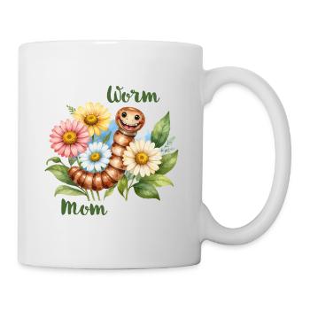 Worm Mom – Ver de terre en fleurs, aquarelle - Mug blanc - blanc - Droite